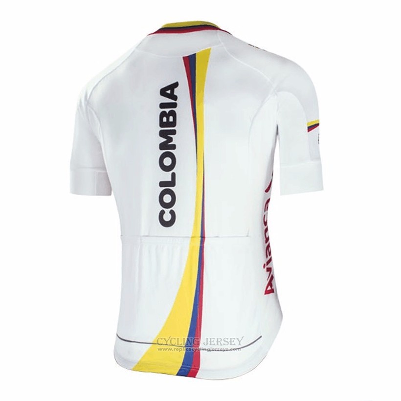 2017 Cycling Jersey Colombia White Short Sleeve and Bib Short
